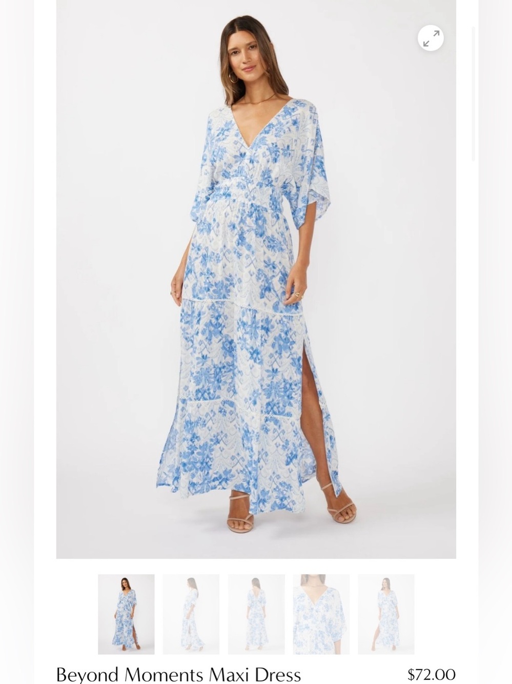 Love Stitch Blue and White Floral Maxi Dress